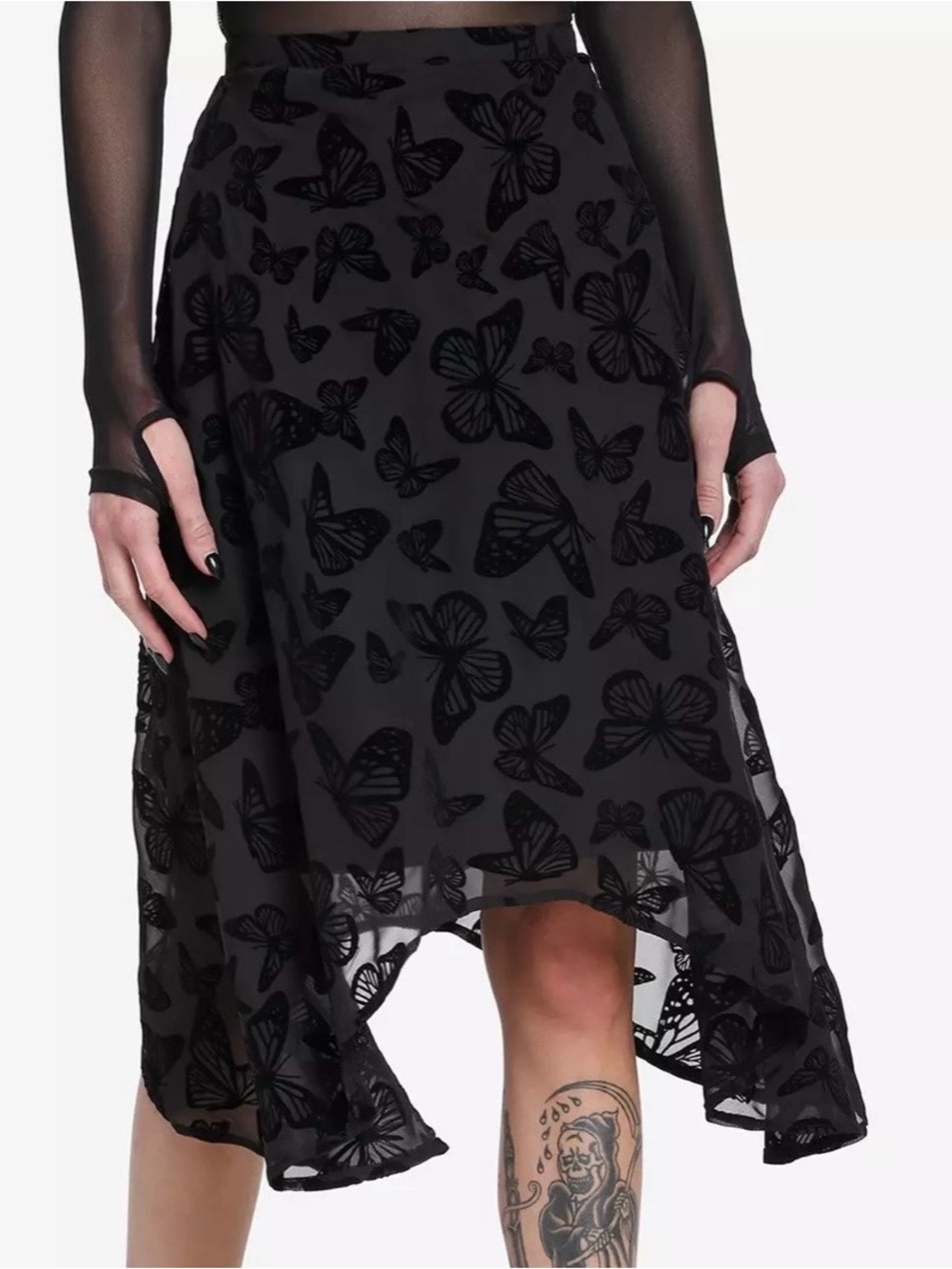 Hot Topic Black Butterfly Maxi Skirt